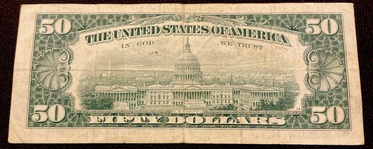 1969-A $50 Federal Reserve Note - Small Size Banknote Serial B21210373A