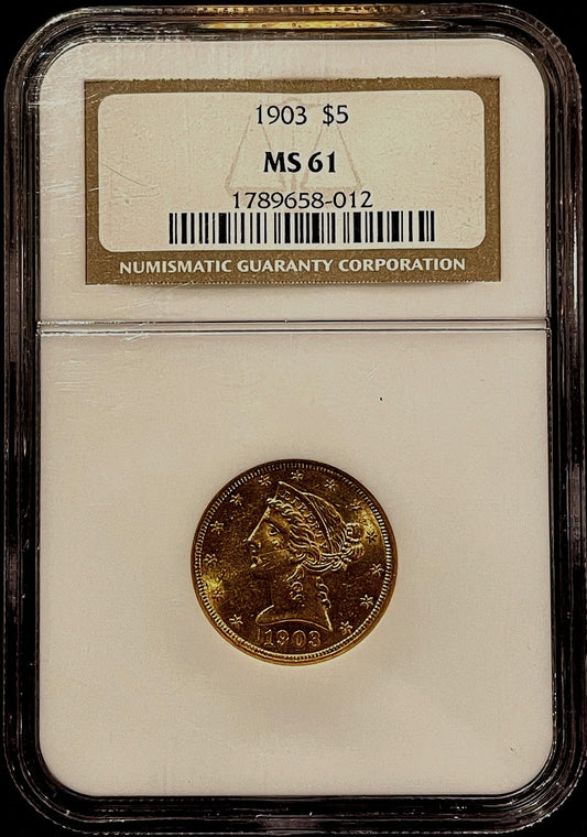 1903 $5 Liberty Half Eagle NGC MS61