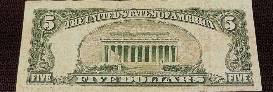 1928F $5 United States Note Red Seal