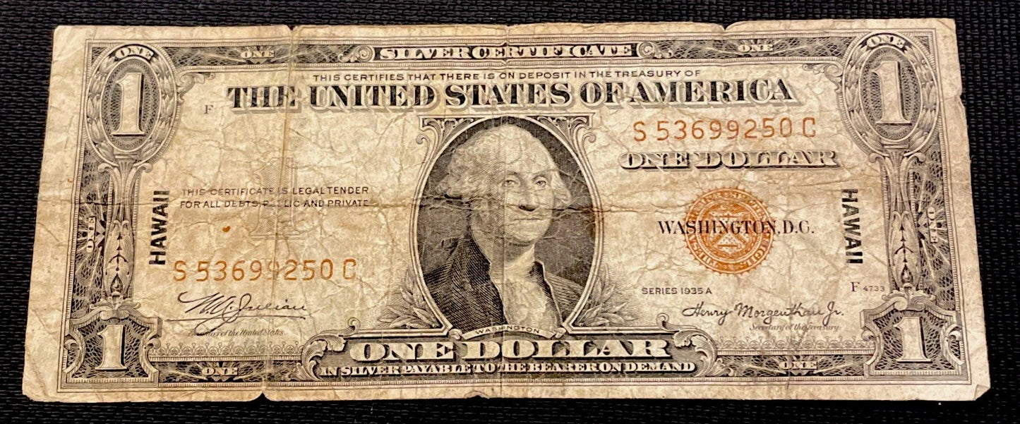 1935-A $1 Hawaii Silver Certificate - WWII Emergency Issue Banknote