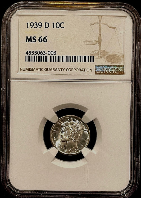 1939-D Mercury Dime NGC MS66