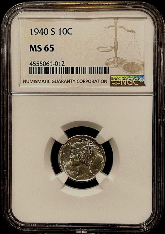 1940-S Mercury Dime NGC MS65