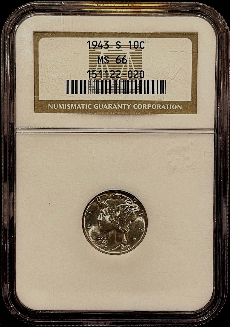 1943-S Mercury Dime NGC MS66