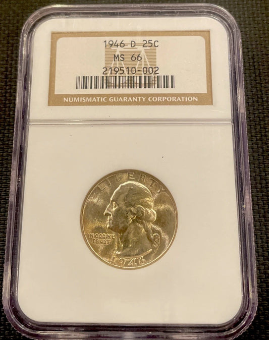 1946-D Washington Quarter NGC MS 66 - Business Strike Silver Coin