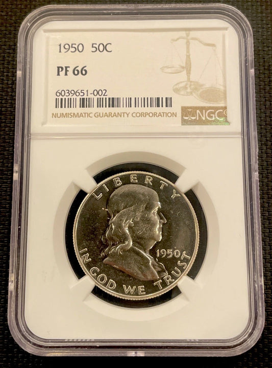 1950 Franklin Half Dollar NGC PR 66 - Key Date Proof Silver Coin