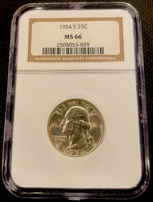 1954-S Washington Quarter NGC MS 66 - Business Strike Silver Coin