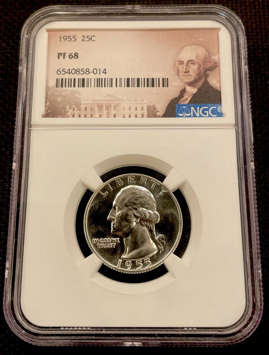 1955 Washington Quarter NGC PR 68 - Proof Silver Coin