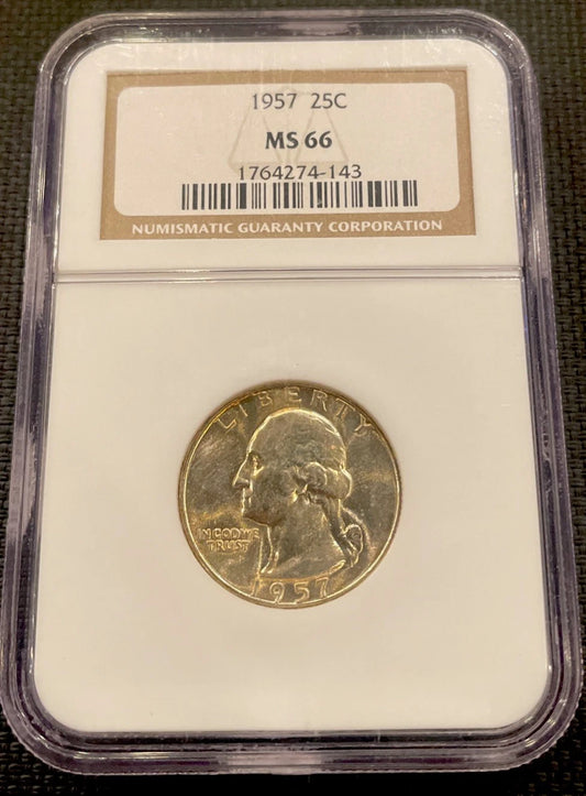 1957 Washington Quarter NGC MS 66 - Business Strike Silver Coin