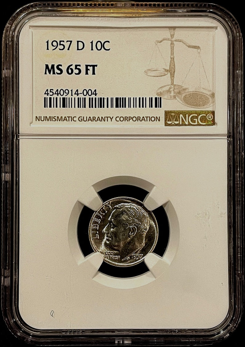 1957-D Roosevelt Dime NGC MS65 FT