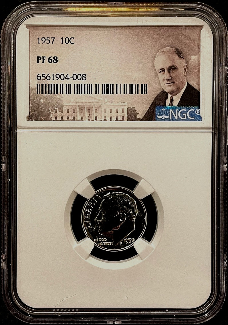 1957 Roosevelt Dime NGC PF68