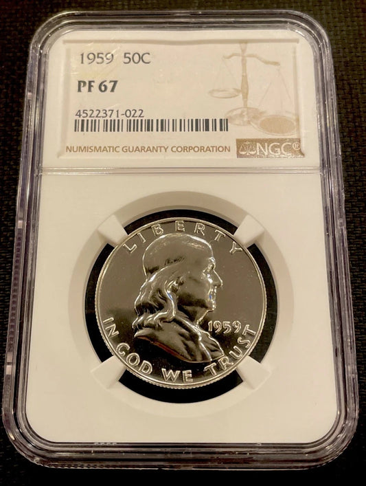 1959 Franklin Half Dollar NGC PR 67 - Proof Silver Coin